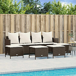 vidaXL Salon de jardin avec coussins 5 pcs marron résine tressée