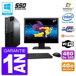 PC Lenovo M82 SFF Ecran 27" G640 RAM 4Go SSD 480Go Graveur DVD Wifi W7 · Occasion 