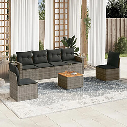 vidaXL Salon de jardin avec coussins 7 pcs gris résine tressée 