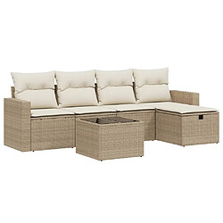 Maison Chic Salon de jardin avec coussins 6 pcs, Ensemble Tables et chaises de jardin, beige résine tressée -GKD617890