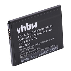 vhbw Li-Ion batterie 1300mAh (3.7V) pour Smartphone portable Alcatel OT-4010, OT-4010D, OT-4030, OT-4030D, OT-4030A comme TLi014A1BY80. 