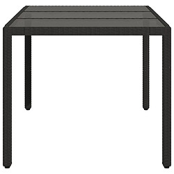 Acheter vidaXL Table de jardin dessus en verre Noir 150x90x75cm Résine tressée