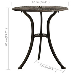 vidaXL Table de jardin Bronze 62x62x65 cm Aluminium coulé pas cher