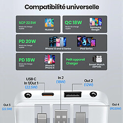 Avis VANWIN Batterie Externe 20000mAh Câble intégré Power Bank 2.4A et 5 Sorties Ultra Mince Batterie Portable avec l’Ecran LED - Blanc