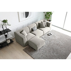 Avis Concept Usine Canapé modulable 3 places + 1 pouf velours côtelé gris clair MONROE