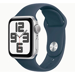 Apple Watch SE (2e gén) 2023 GPS + Cellular 40 mm Aluminium Argent (Silver) et Bracelet Sport Bleu (Storm Blue) - Taille M/L