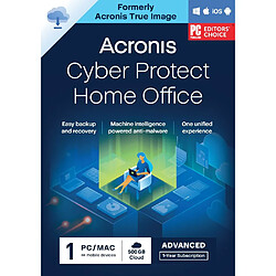 Acronis Cyber Protect Home Office Advanced - 500 Go - Licence 1 an - 1 PC/Mac + nombre illimité de terminaux mobiles - A télécharger