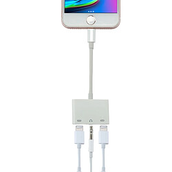 Wewoo Adaptateur pour iPhone X et 8 7, 8 Plus 7 Plus audio Lightning mâle vers double Lightning femelle Jack 3,5 mm femelle, 