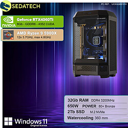 Sedatech PC Gamer Pro V360 • AMD Ryzen 9 5900X • RTX4060Ti • 32Go RAM • 2To SSD M.2 • Windows 11