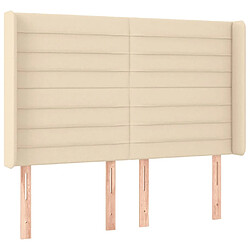 Avis Maison Chic Tête de lit scandinave à LED,meuble de chambre Crème 147x16x118/128 cm Tissu -MN50915