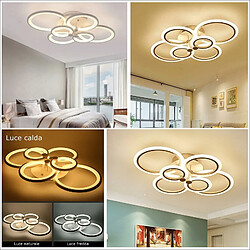 Plafonnier LED décoratif 51 W plafonnier blanc moderne cercles chambre bureau salle de réception rendement 230 V 6000K