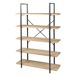 Urban Living Etagère design industriel bois et métal Dock - L. 100 x H. 174 cm - Noir