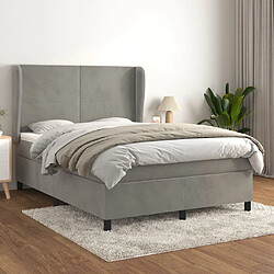 vidaXL Sommier à lattes de lit et matelas Gris clair 140x200cm Velours 