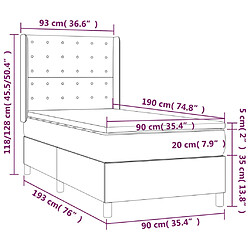 vidaXL Sommier à lattes de lit et matelas Gris clair 90x190 cm Velours pas cher