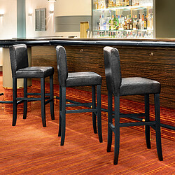 Tectake Lot de 4 chaises de bar - noir