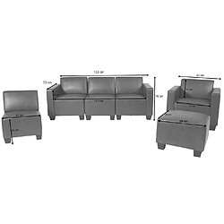 Mendler Modular Sofa-System Ensemble de canapés Lyon 3-1-1-1, similicuir ~ gris foncé