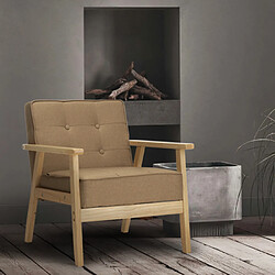 Ahd Amazing Home Design Fauteuil en bois au design scandinave vintage avec accoudoirs Hage, Couleur: Beige