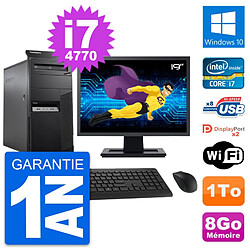 PC Tour Lenovo M83 Ecran 19" Core i7-4770 RAM 8Go Disque Dur 1To Windows 10 Wifi - Occasion