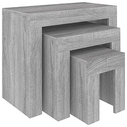 Maison Chic Ensemble de 3 Tables basses gigognes,Table Console pour salon sonoma gris bois d'ingénierie -MN83257