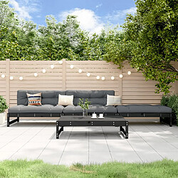 vidaXL Salon de jardin 4 pcs noir bois massif de pin 