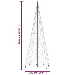 vidaXL Sapin de Noël avec piquet 3000 LED Blanc froid 800 cm pas cher