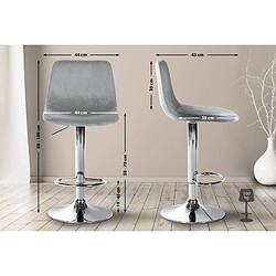 Avis Decoshop26 Set de 2 tabourets de bar repose-pieds en métal confortable en forme d'arc assise en velours gris 10_0004129