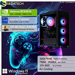 Sedatech Pack PC Gamer • Intel i9-11900KF • RTX3070 • 32 Go RAM • 2To SSD M.2 • Windows 11 • Moniteur 24"