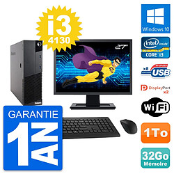 PC Lenovo M83 SFF Ecran 27" Core i3-4130 RAM 32Go Disque Dur 1To Windows 10 Wifi · Occasion 