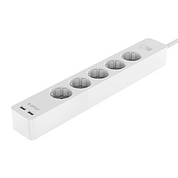 Wewoo Multiprises Rallonges GPC-5A2U Prise de charge pour parasurtenseur bureau à chargement intelligent, avec 5 prises secteur et 2 ports USB, longueur: 1,5 m, UE (blanc)