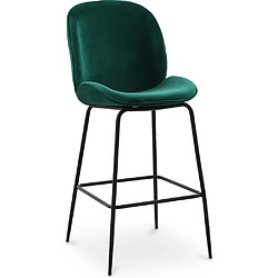 ICONIK INTERIOR Tabouret de bar accent velours tapissée scandi retro design - Elias Vert foncé 