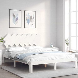 Maison Chic Cadre/structure de lit avec tête de lit pour adulte - Lit Moderne Chambre blanc 140x190 cm bois massif -MN93976