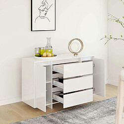 Acheter Maison Chic Buffet commode,console avec 3 tiroirs pour rangement Blanc brillant 120x41x75 cm Aggloméré -MN19949