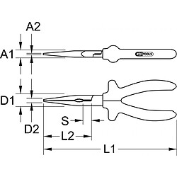 KS TOOLS 117.1291 Pince à bec demi-rond isolée, L.200 mm