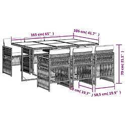 vidaXL Ensemble à manger de jardin et coussins 7 pcs gris clair rotin pas cher