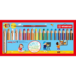 STABILO Crayon multi-talents woody 3 en 1, étui carton de 18 ()