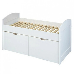 Avis Lit banquette pour enfant en pin massif blanc - L.205 x H.63 x P.98 cm -PEGANE-