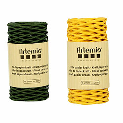 Artemio 2 bobines de fil kraft vert bouteille / jaune