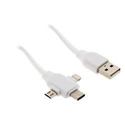 Zenitech Câble USB universel avec triple sortie USB-C, Micro USB et Lightning pour iPhone / iPad 