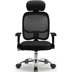 Lexzurn Chaise de Bureau Inclinable Dossier Réglable en hauteur Base en Acier Charge 150KG Noir Fauteuil de Bureau Ergonomique, Verrouiller à n'importe quel angle, Appui-tête Rembourré, Inclinable à 135°