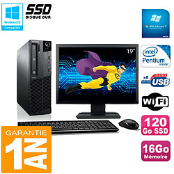 PC Lenovo M92p SFF Ecran 19" Intel G630 16Go Disque 120Go SSD Wifi W7 - Occasion