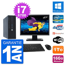 PC HP 400 G3 SFF Ecran 27" Intel i7-6700 RAM 16Go Disque 1To Windows 10 Wifi - Occasion