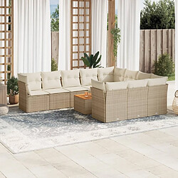 Maison Chic Salon de jardin 11 pcs avec coussins, Ensemble Tables et chaises d'extérieur beige résine tressée -GKD833709