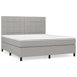 vidaXL Sommier à lattes de lit avec matelas Gris clair 180x200cm Tissu