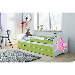 Lit de princesse vert à cheval, à cheval, sans tiroir, sans matelas 160/80 