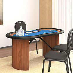 vidaXL Table de poker 8 joueurs avec plateau à jetons Bleu 160x80x75cm