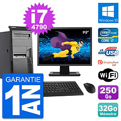 PC Tour Lenovo M83 Ecran 19" Intel i7-4790 RAM 32Go Disque 250Go Windows 10 Wifi - Occasion