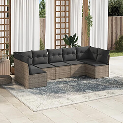 vidaXL Salon de jardin avec coussins 7 pcs gris résine tressée