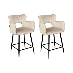 Beliani Tabouret de bar Set de 2 Velours Taupe SANILAC 