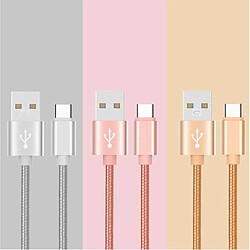 Shot Cable Metal Tressé Type C pour Nintendo Switch Chargeur USB 1m Réversible Connecteur Syncronisation Nylon (ARGENT)