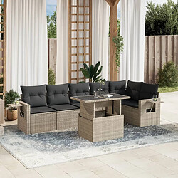 vidaXL Salon de jardin avec coussins 7 pcs gris clair résine tressée 